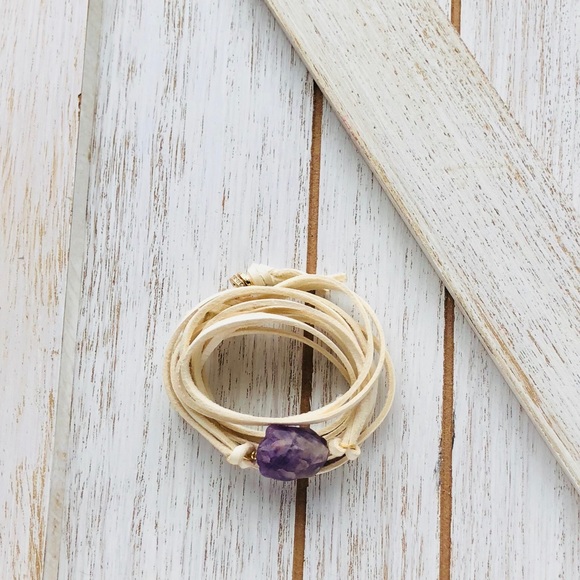 Amethyst Leather Wrap Bracelet - Picture 4 of 6